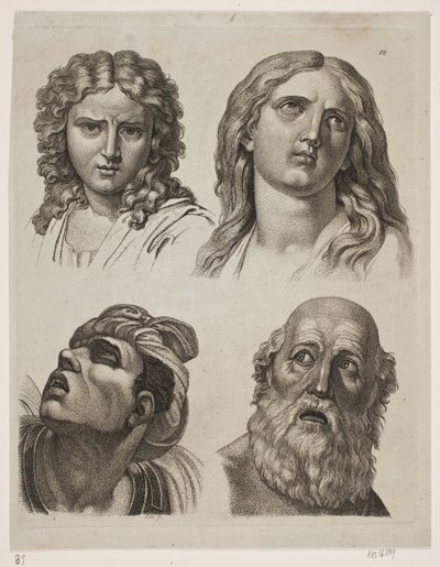 Quatro cabeças de estudo após fotos italianas de Gerhard Ludvig Lahde