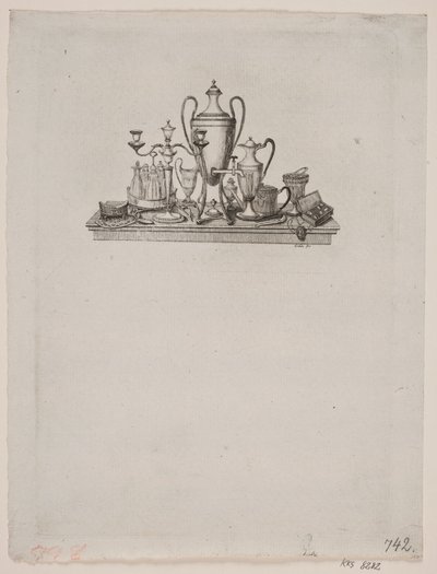 Arranjo de objetos de prata de Gerhard Ludvig Lahde