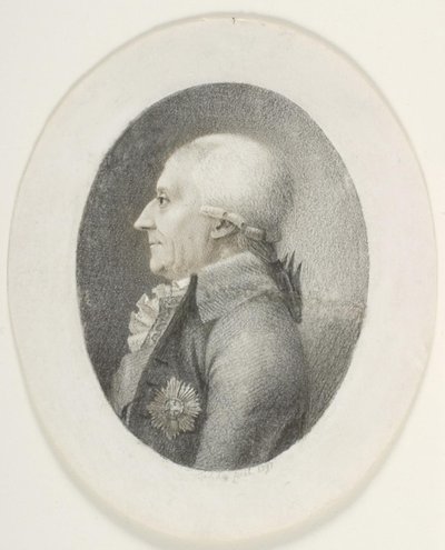 Retrato de A. P. Bernstorff, Conde, Primeiro Ministro (1735-1797). Imagem do busto. Perfil à esquerda de Gerhard Ludvig Lahde