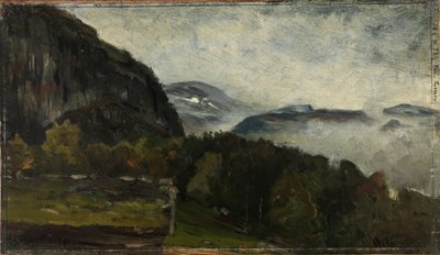 Paisagem em Øylo na neblina de Gerhard Munthe