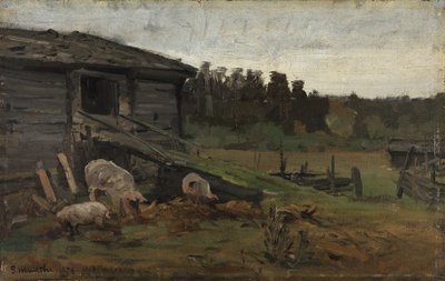 Porcos na Barn Bridge de Gerhard Munthe