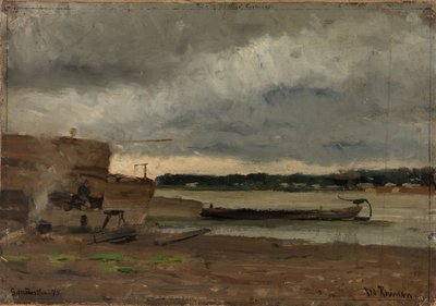 Vista do Reno, perto de Düsseldorf de Gerhard Munthe