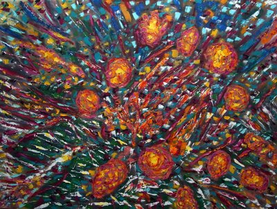 Floral abstrato II, 2023 (óleo sobre tela) de Gerhardt Isringhaus