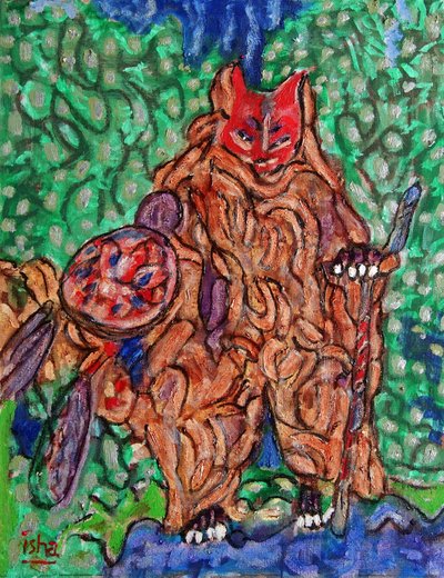 Xamã raposa,2020 (óleo sobre tela) de Gerhardt Isringhaus