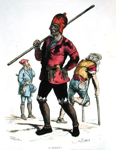 Chimney Sweep in the Fifteenth Century (gravura a cores) de Gerlier (after)