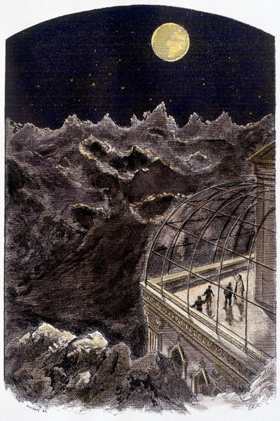 Pessoas na Lua observando a Terra - doentes. de Gerlier, em "Un monde inconnu: 2 ans sur la lune" de Pierre de Sélènes, ed. Flammarion de Gerlier Gerlier