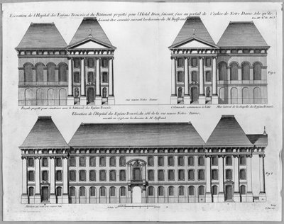 Elevação do Hospital Infantil Trouves, gravado por Pierre Patte (1723-1814) 1748 de Germain Boffrand