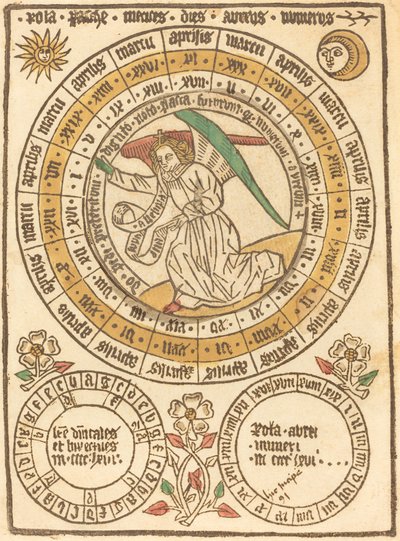 Um calendário de Páscoa começando com o ano de 1466 de German 15th Century