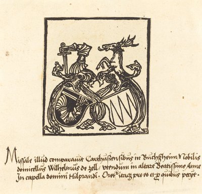 Exemplar de Wilhelm von Zell de German 15th Century