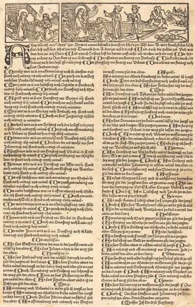 Calendário com a Natividade e Adoração de German 15th Century