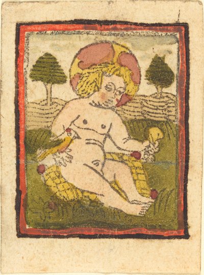 Menino Jesus com pássaro de German 15th Century