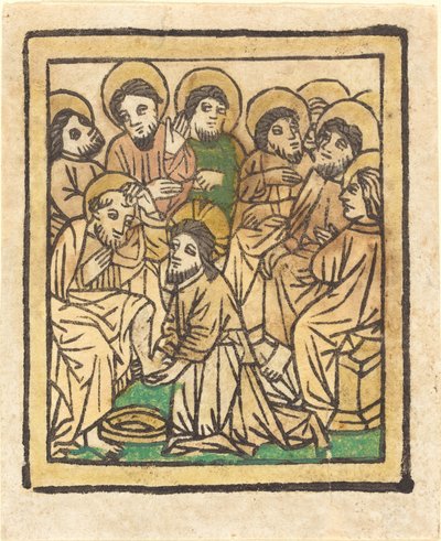 Cristo lavando os pés dos apóstolos de German 15th Century