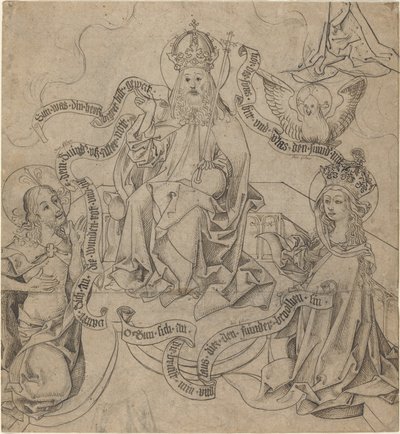 Cristo e Maria intercedendo junto a Deus Pai de German 15th Century