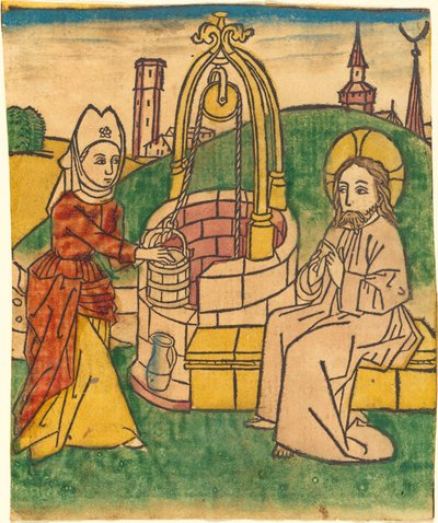 Cristo e a Mulher de Samaria de German 15th Century
