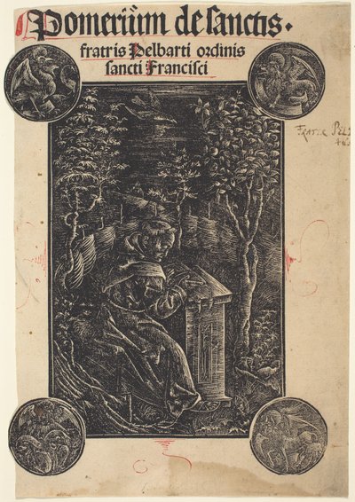 Franciscano, Pelbartus de Temesvar, em um jardim de German 15th Century