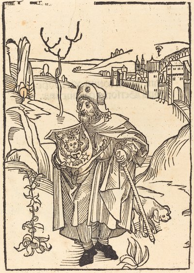 Gerson como peregrino com a cidade ao fundo de German 15th Century