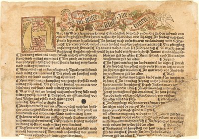 Inicial A e um desejo de ano novo de German 15th Century