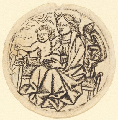 Madonna e criança com um sino de German 15th Century