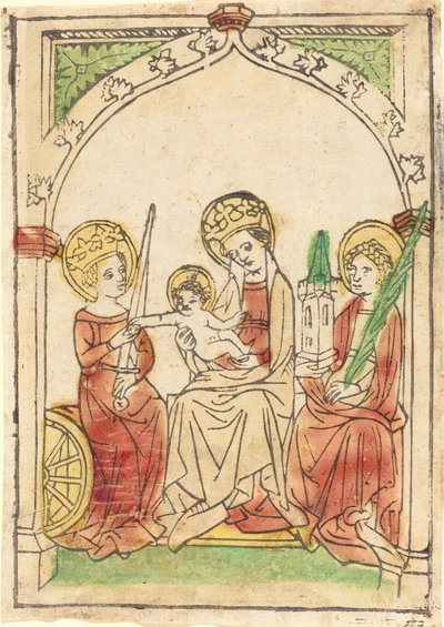 Madonna entre Santas Catarina e Bárbara de German 15th Century