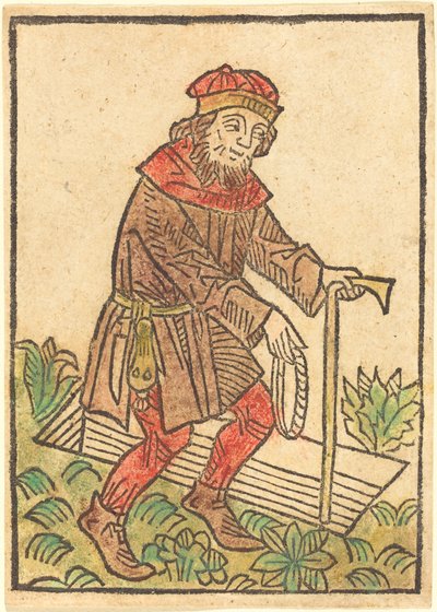 Homem caminhando em direção a um túmulo de German 15th Century