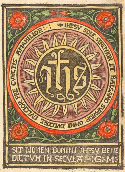 Monograma JHS em um círculo flamejante de German 15th Century