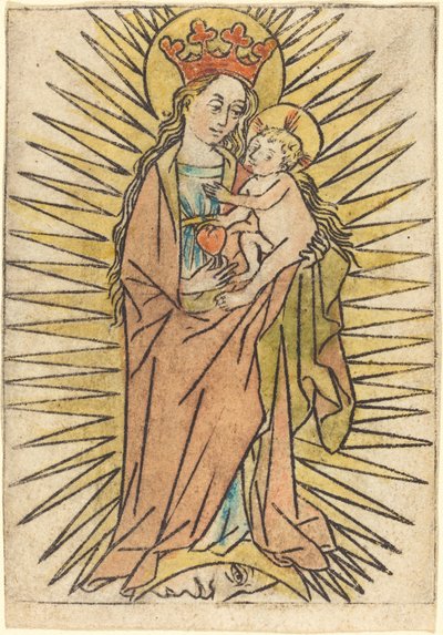 A Madona e o Menino com uma Pera de German 15th Century