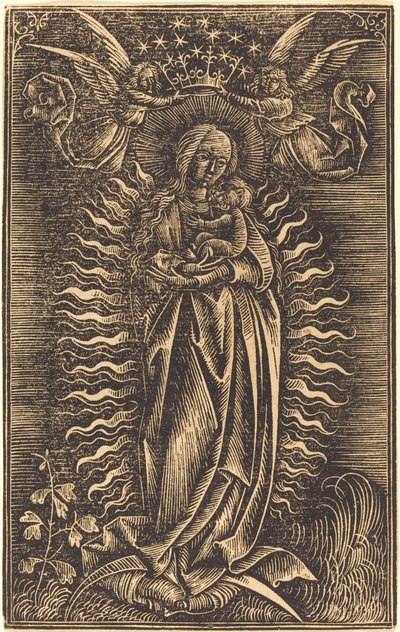 A Virgem Coroada por Dois Anjos de German 15th Century
