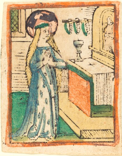 A Virgem em um manto bordado com espigas de milho de German 15th Century
