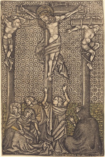 A Crucificação de German 15th Century or Master with the Crossed Clubs
