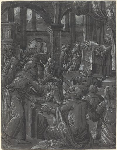 Cristo Disputando com os Médicos de German 16th Century