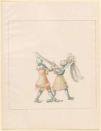 Freydal, O Livro das Justas e Torneio do Imperador Maximiliano I: Combates a Pé (Jousts) (Volume III): Placa 154 de German 16th Century
