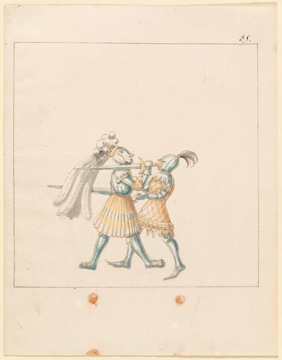 Freydal, O Livro das Justas e Torneio do Imperador Maximiliano I: Combates a Pé (Jousts) (Volume III): Placa 165 de German 16th Century