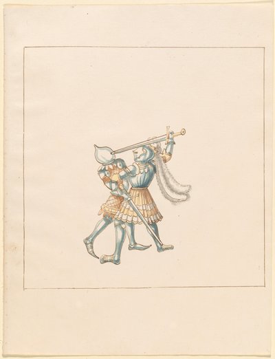 Freydal, O Livro das Justas e Torneio do Imperador Maximiliano I: Combates a Pé (Jousts) (Volume III): Placa 160 de German 16th Century