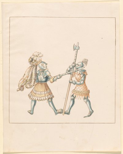 Freydal, O Livro das Justas e Torneio do Imperador Maximiliano I: Combates a Pé (Jousts) (Volume III): Placa 144 de German 16th Century