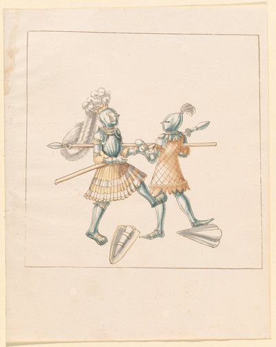 Freydal, O Livro das Justas e Torneio do Imperador Maximiliano I: Combates a Pé (Jousts) (Volume III): Placa 151 de German 16th Century
