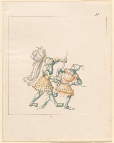 Freydal, O Livro das Justas e Torneio do Imperador Maximiliano I: Combates a Pé (Jousts) (Volume III): Placa 164 de German 16th Century