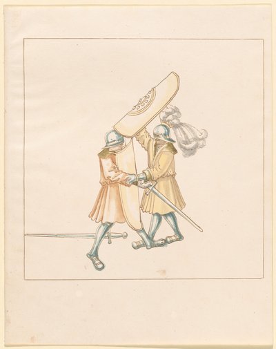 Freydal, O Livro das Justas e Torneio do Imperador Maximiliano I: Combates a Pé (Jousts) (Volume III): Placa 156 de German 16th Century