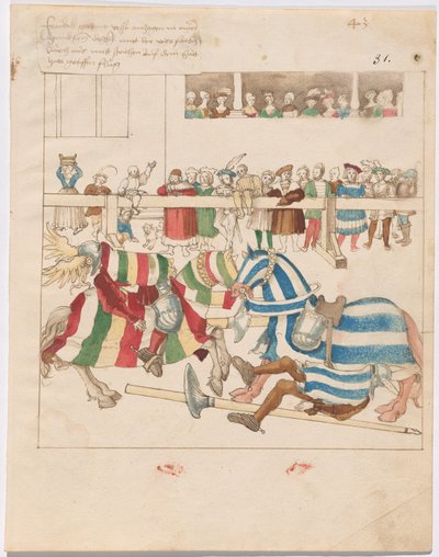 Joust of War simulado com escudos fixos de German 16th Century
