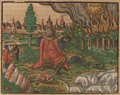 Moisés e a Sarça Ardente de German 16th Century