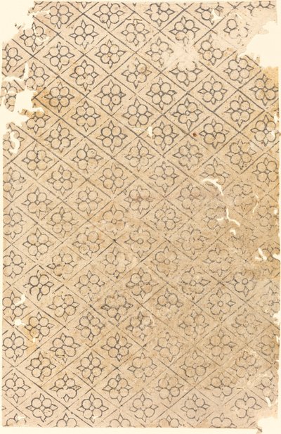 Folha com Padrão de Flores e Diamantes de German 16th Century