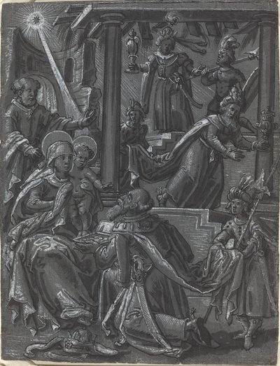 A Adoração dos Reis [reto] de German 16th Century