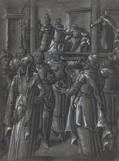 O Sumo Sacerdote diante de Pilatos [verso] de German 16th Century
