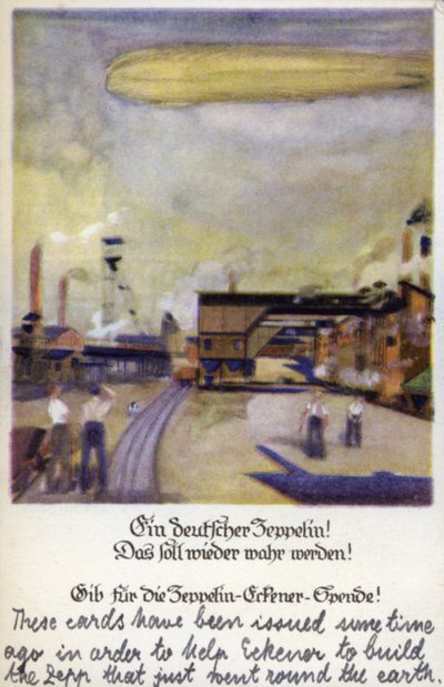 Um Zeppelin alemão! (cor litho) de German School