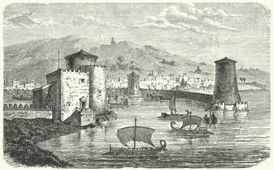 Um porto fenício (gravura) de German School