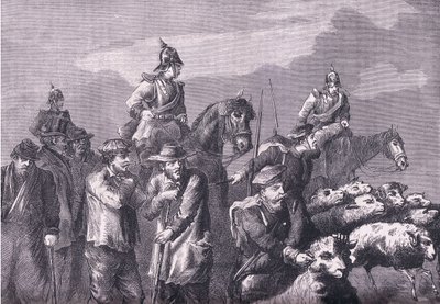 Um grupo de busca, Cassells History of the War between France and Germany publicado por Cassell and Company Limited, c.1890 (litho) de German School