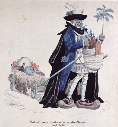 Um homem protegido contra a cólera durante a epidemia de 1832 de German School