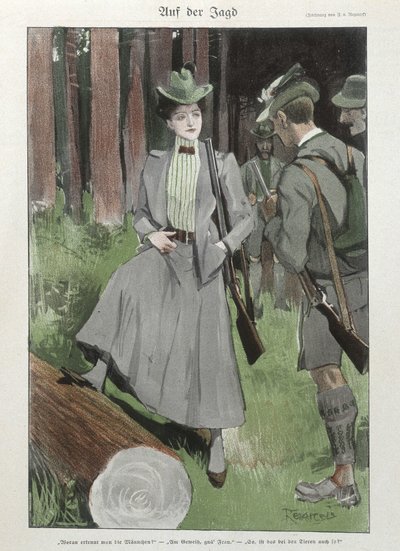 Uma mulher na caça ao tiroteio - médico alemão. de German School
