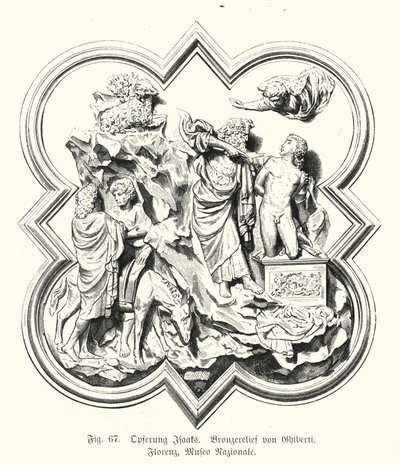 Abraão oferecendo o seu filho Isaac para sacrifício, relevo em bronze por Lorenzo Ghiberti (gravura) de German School