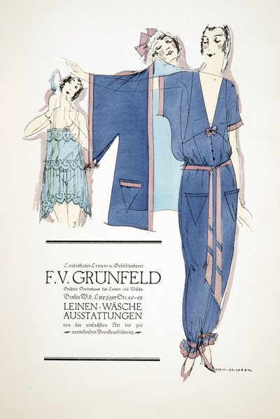 Anúncio para "F.V. Grunfeld", de Styl, pub.1922 (pochoir print) de German School