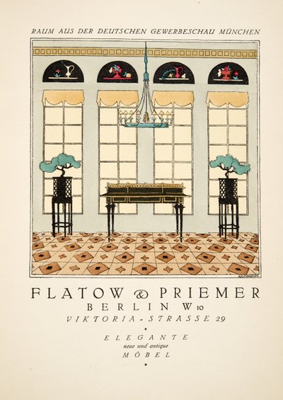 Anúncio para "Flatow & Priemer", de Styl, pub.1922 (pochoir print) de German School